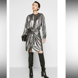 REBECCA MINKOFF | Willow Dress In Gunmetal - Small - wrap skirt - adjustable